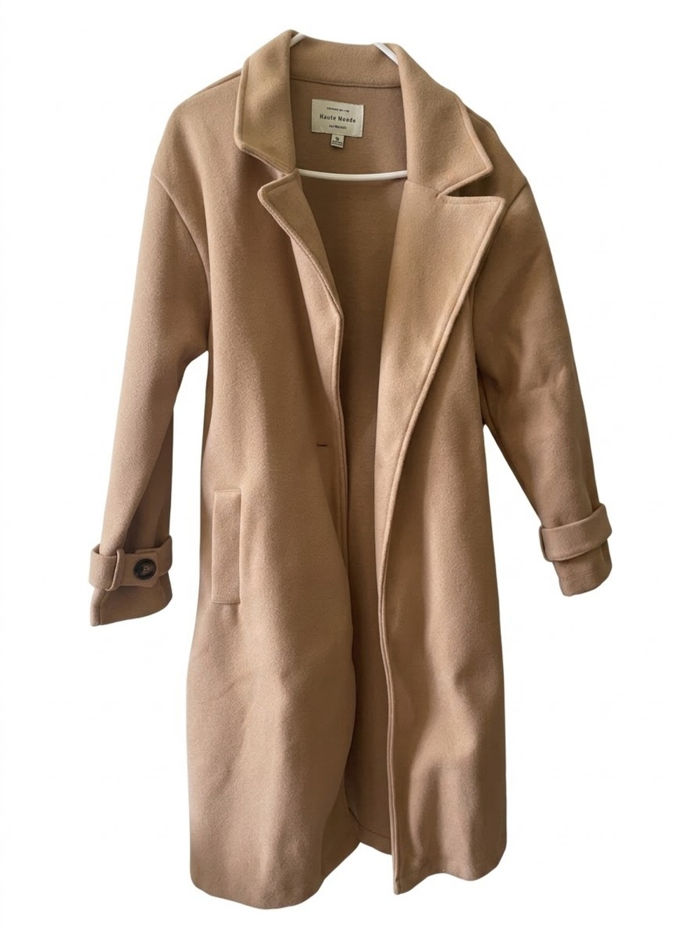 Haute Monde Camel Open-Front Trench Coat